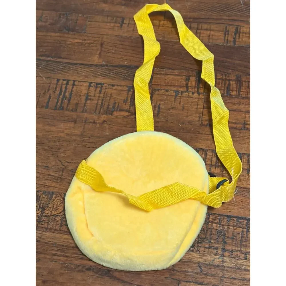 Yellow Tongue Out Face Emoji Plush Cross Body Bag Strap New 6”